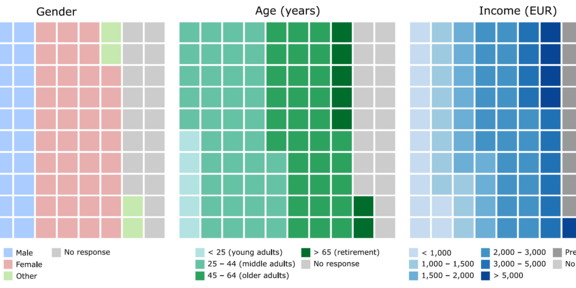 Demographic histograms of respondents from a Lisbon survey