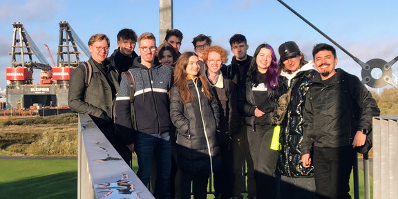 RAM Lab member posing with their A-Project students in Rozenburg, NL
