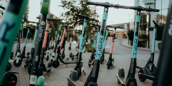 Several e-scooters